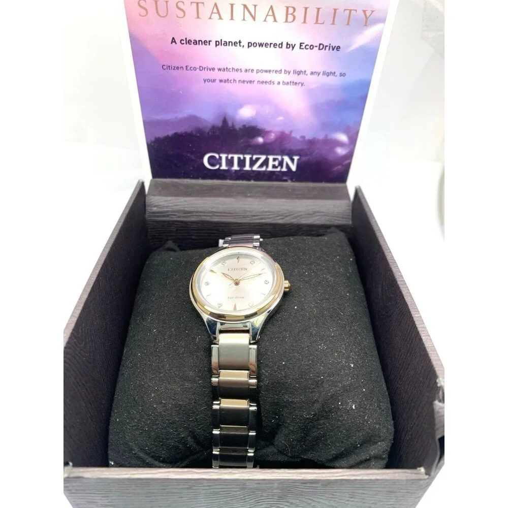 Citizen Women's Watch FE2106-54A Eco Drive Diamond Accent Dial Two Tone Steel